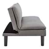 Sarantino 3 Seater Modular Faux Linen Fabric Sofa Bed Couch -Dark Grey - Close-Up Angle