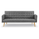 Sarantino 3 Seater Modular Linen Fabric Sofa Bed Couch Armrest Grey - Front View