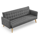 Sarantino 3 Seater Modular Linen Fabric Sofa Bed Couch Armrest Grey - Top-Down View