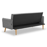 Sarantino 3 Seater Modular Linen Fabric Sofa Bed Couch Armrest Grey - Close-Up Angle