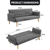 Sarantino 3 Seater Modular Linen Fabric Sofa Bed Couch Armrest Grey - Low Angle