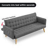 Sarantino 3 Seater Modular Linen Fabric Sofa Bed Couch Armrest Grey - Extra Image
