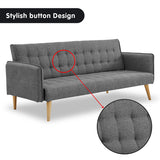 Sarantino 3 Seater Modular Linen Fabric Sofa Bed Couch Armrest Grey - Extra Image