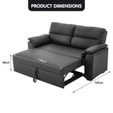 Sarantino Faux Leather Sofa Bed Couch Lounge - Black - 45-Degree Angle