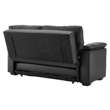 Sarantino Faux Leather Sofa Bed Couch Lounge - Black - Close-Up Angle