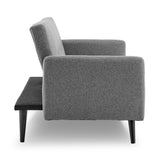 Sarantino Tufted Faux Linen 3-Seater Sofa Bed with Armrests - Light Grey - Top-Down View