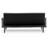 Sarantino Tufted Faux Linen 3-Seater Sofa Bed with Armrests - Light Grey - 45-Degree Angle