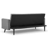 Sarantino Tufted Faux Linen 3-Seater Sofa Bed with Armrests - Light Grey - Rear View