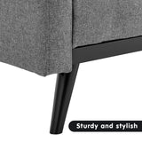 Sarantino Tufted Faux Linen 3-Seater Sofa Bed with Armrests - Light Grey - Extra Image