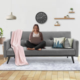 Sarantino Tufted Faux Linen 3-Seater Sofa Bed with Armrests - Light Grey - Extra Image
