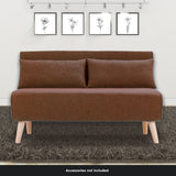Sarantino 2-Seater Adjustable Sofa Bed Lounge Faux Linen - Brown - Front View