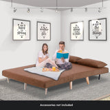 Sarantino 2-Seater Adjustable Sofa Bed Lounge Faux Linen - Brown - Side View
