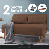Sarantino 2-Seater Adjustable Sofa Bed Lounge Faux Linen - Brown - 45-Degree Angle