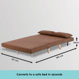 Sarantino 2-Seater Adjustable Sofa Bed Lounge Faux Linen - Brown - Low Angle