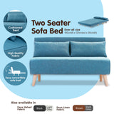 Sarantino Adjustable Corner Sofa 2-Seater Lounge Linen Bed Seat - Blue - Front View