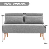 Sarantino 2-Seater Adjustable Sofa Bed Lounge Faux Linen - Grey - Front View