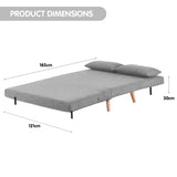 Sarantino 2-Seater Adjustable Sofa Bed Lounge Faux Linen - Grey - Side View