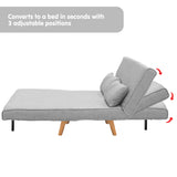 Sarantino 2-Seater Adjustable Sofa Bed Lounge Faux Linen - Grey - 45-Degree Angle
