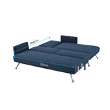 Sarantino Mia 3-Seater Sofa Bed with Chaise & 3 Pillows - Blue - 45-Degree Angle