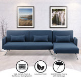 Sarantino Mia 3-Seater Sofa Bed with Chaise & 3 Pillows - Blue - Extra Image