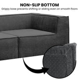Sarantino Novi 3-Seater Modular Sofa with Ottoman in Black Non-Slip Bottom Lounge - Close-Up Angle