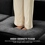 Sarantino Novi 3-Seater Modular Sofa with Ottoman in Black Non-Slip Bottom Lounge - Low Angle