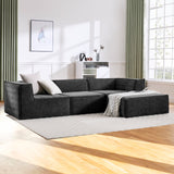 Sarantino Novi 3-Seater Modular Sofa with Ottoman in Black Non-Slip Bottom Lounge - Extra Image