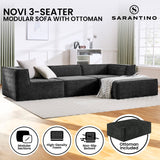 Sarantino Novi 3-Seater Modular Sofa with Ottoman in Black Non-Slip Bottom Lounge - Extra Image