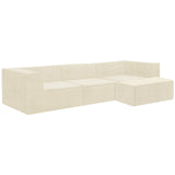 Sarantino Novi 3-Seater Modular Sofa with Ottoman in Cream Non-Slip Bottom Lounge - Front View
