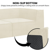 Sarantino Novi 3-Seater Modular Sofa with Ottoman in Cream Non-Slip Bottom Lounge - Close-Up Angle