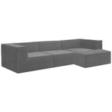 Sarantino Novi 3-Seater Modular Sofa with Ottoman in Grey Non-Slip Bottom Lounge - Front View