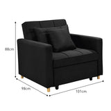 Sarantino Suri 3-in-1 Convertible Lounge Chair Bed - Black - Top-Down View