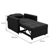 Sarantino Suri 3-in-1 Convertible Lounge Chair Bed - Black - 45-Degree Angle