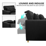 Sarantino Suri 3-in-1 Convertible Lounge Chair Bed - Black - Extra Image
