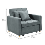 Sarantino Suri 3-in-1 Convertible Sofa Chair Bed -  Airforce Blue - Side View
