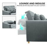 Sarantino Suri 3-in-1 Convertible Sofa Chair Bed -  Airforce Blue - Extra Image