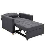 Sarantino Suri 3-in-1 Convertible Lounge Chair Bed - Dark Grey - Front View