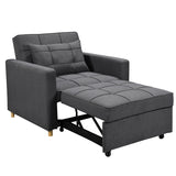 Sarantino Suri 3-in-1 Convertible Lounge Chair Bed - Dark Grey - 45-Degree Angle