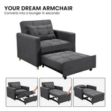 Sarantino Suri 3-in-1 Convertible Lounge Chair Bed - Dark Grey - Extra Image