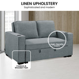 Sarantino Hoffman Linen Sofa Bed with Cushions & Cup Holders Dark Grey