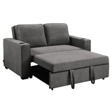 Sarantino Hoffman Linen Dark Grey Convertible Sofa Bed Couch Lounge With Cushions Cupholders Scandinavian-style Wooden Frame And Legs - Side View