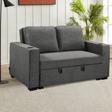 Sarantino Hoffman Linen Dark Grey Convertible Sofa Bed Couch Lounge With Cushions Cupholders Scandinavian-style Wooden Frame And Legs - Extra Image