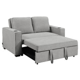 Sarantino Hoffman Linen Sofa Bed Chair With Cushions &cup Holders Light Grey - Front View