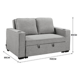 Sarantino Hoffman Linen Sofa Bed Chair With Cushions &cup Holders Light Grey - Side View