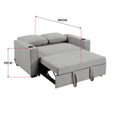 Sarantino Hoffman Linen Sofa Bed Chair With Cushions &cup Holders Light Grey - Top-Down View