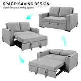 Sarantino Hoffman Linen Sofa Bed Chair With Cushions &cup Holders Light Grey - Rear View