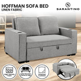 Sarantino Hoffman Linen Sofa Bed Chair With Cushions &cup Holders Light Grey - Extra Image