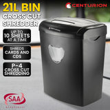 Centurion 21L Cross-Cut Office Shredder 10-Sheet Paper, CD & Credit Card Security - Front View