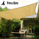 Wallaroo Rectangular Shade Sail 7m x 5m - Sand - Front View