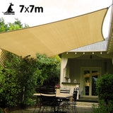 Wallaroo Rectangular Shade Sail 7m x 7m - Sand - Front View